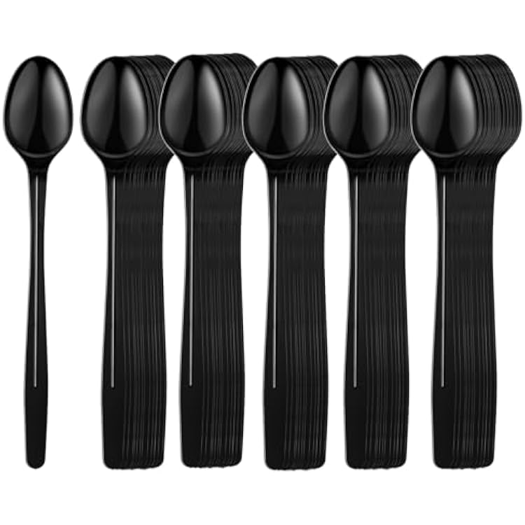 Plastic Spoons, 9 Long Handle Spoon, Sturdy Ice Cream Spoons, Disposable Spoons for Cocktail Stirring Dessert Milkshakes Ice Cream 192 Pack