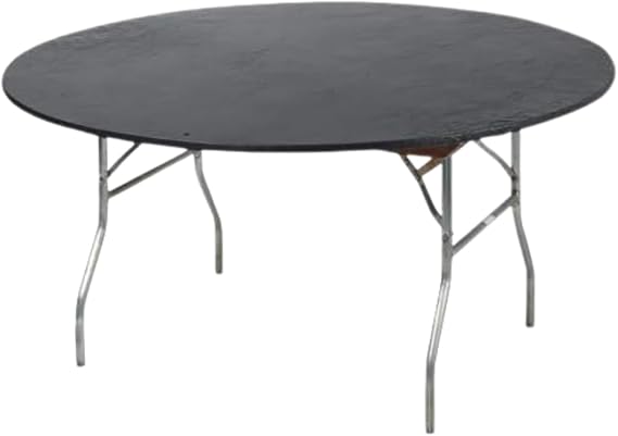 60" Round Fitted Plastic Table Covers, 5 Pack (Black)