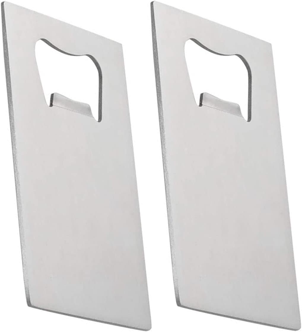 Credit Card Size Bottle Opener Stainless Steel for Your Wallet Silver 2Pcs
