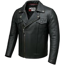 OUTRIDER Men's Motorcycle Jacket, Premium Natural Buffalo Leather, CE Armor, Utility Pockets, Biker Touring Black S