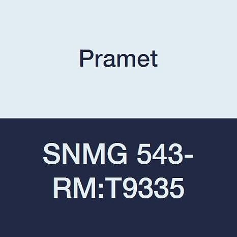 SNMG 543-RM:T9335 Carbide Indexable Turning Insert, 0.047" Radius, Negative, Semi Roughing/Roughing, 5/8" I.C., 1/4" Thick, CVD, 90 Degree Square, Steel (P30), Black (Pack of 10)