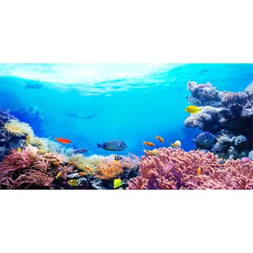AWERT 30x18 inches Underwater Aquarium Background Colorful Coral Tropical Fish Undersea World Fish Tank Background Durable Polyester Background