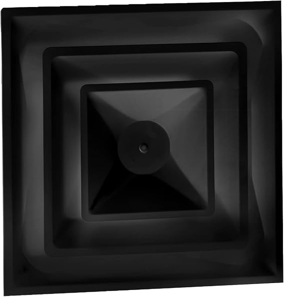Drop Ceiling HVAC Supply Grille - for T-Bar Lay-in - 2 Coned - 24" x 24" - for 10" Vent Connection - Black