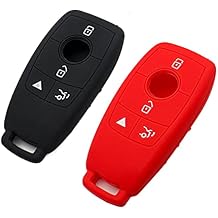 Silicone Key Fob Cover Fit for Mercedes Benz E-Class S-Class W213 A-Class C-Class G-Class | Car Accessories | Remote Key Protection Case - Black & Red