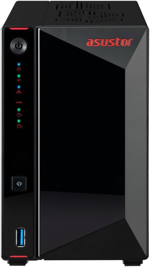 Asustor/DiscTech 10TB NAS Bundle: AS5402T NAS Server with 2x4TB SATA HDD and 2x1TB NVMe M.2 SSDs, 8GB RAM, Dual 2.5GbE LAN Ports