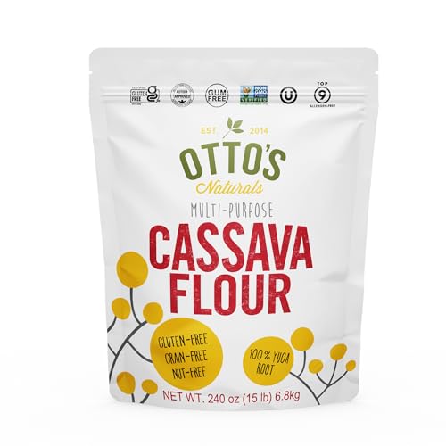 Ottos Naturals Multi-Purpose Cassava Flour, Non-GMO, Gluten-Free, Grain, Nut and Gum-Free, 1-to-1 Wheat Alternative, Paleo, AIP, 15 lb