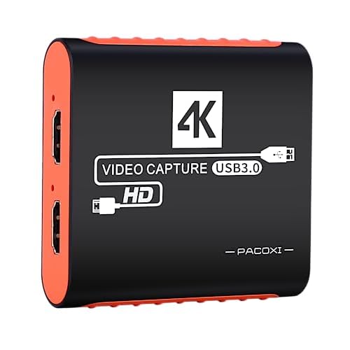 4K Capture Card with USB3.0 1080P 60FPS HDMI Video Cam Link for DSLR, Gaming Capture Card for Nintendo SwitchPS5PS4Xbox for OBS Twitch Live Streaming and Recording