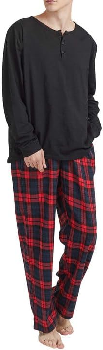 Yoimira Mens Pajama Set-Soft Short Sleeve 2-Piece Pjs Comfy Sleepwear Loungewear with Pockets