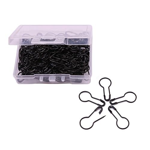 Shapenty 21mm0.8 Inch Small Metal Gourd Safety Pins Bulb Guard Calabash Quilting Sewing Pin Bead Needles for DIY Craft Home Accessories, 120PCS Black
