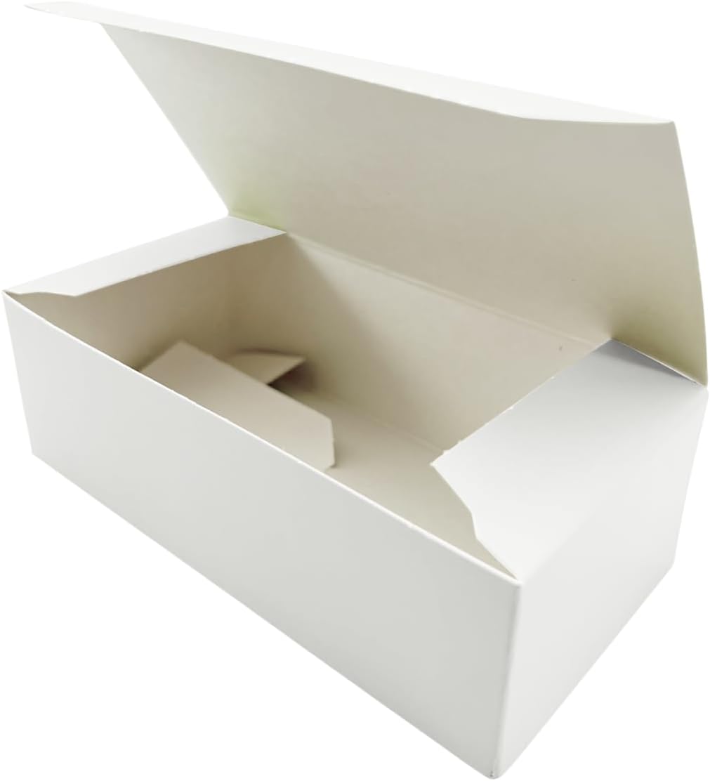 Biscuits Lasso White Boxes - 10 Pcs - 12 lb - Mini Cake Boss Box - Bakery Collapsible Paper Case - Homemade Treats, Candy, Pastry Pie, Cupcakes - Cookies Packaging - 5.5x2.75x1.75 In