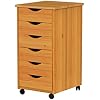 Adeptus Original Roll Cart, Solid Wood, 6 Drawer Narrow Drawers Roll Carts, Medium Pine