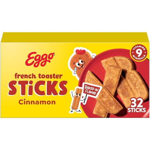 Eggo Frozen French Toaster Sticks, Frozen Breakfast, Breakfast Food, Cinnamon, 12.7oz Box 32 Sticks