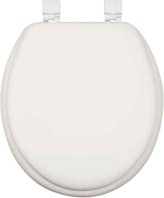 J&V Textiles Soft Round Toilet Seat With Easy Clean & Change Hinge, Padded (White)*