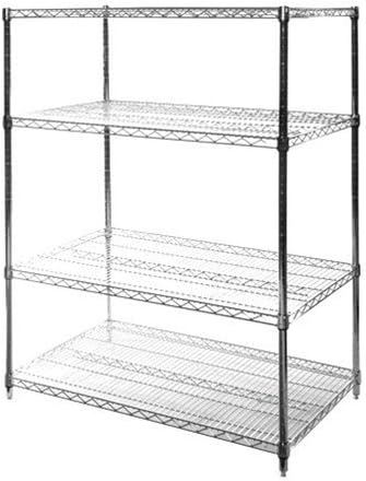 Shelving Inc. 24" d x 42" w x 54" h Chrome Wire Shelving with 4 Tier Shelves, Weight Capacity 800lbs Per Shelf