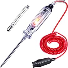 Heavy Duty Automotive Circuit Tester, Premium 6-24V Test Light with Extended Spring Test Leads & Sharp Piercing Probe, Circuit Voltage Tester with Replacement Indicator Light for Car/Vehicles