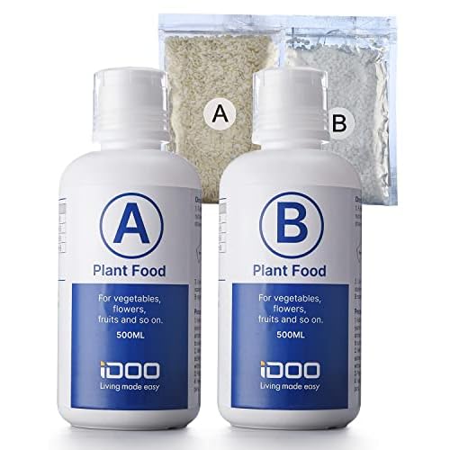 iDOO Plant Food 70 oz 2 Liter, All-Purpose Water Soluble A & B Nutrients, Liquid Concentrated Hydro Garden Fertilizer for Hydroponics System, Indoor Potted House Plants, Flowers, Vegetable
