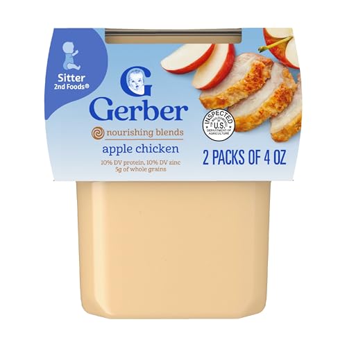 Gerber Stage 2 Baby Food, Apple Chicken, 4 oz Tub 16 Pack