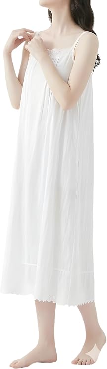 Women 100% Cotton Long Slip Full Slip For Under Dress Chemise Camisoles Slip Dress Lingerie Nightwear Petticoat