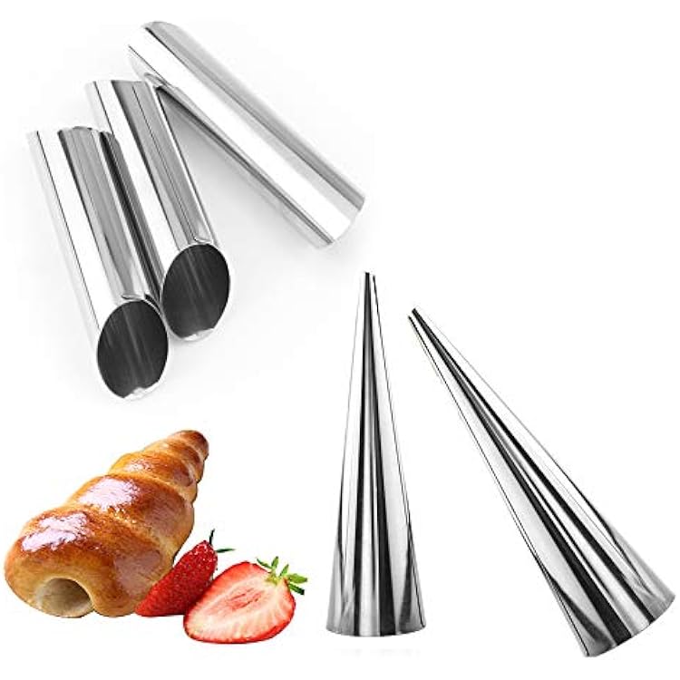 15 Pcs Stainless Steel Cannoli Tubes Set,Non-stick Cone Cream Horn Molds and Diagonal Shaped Cannoli Forms for DIY Baking Waffle Cone Pastry Roll Molds