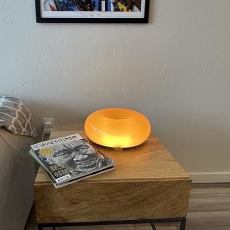 12" LED Table Lamp, Donut Orange Glass, Round Lamp, Bedside Table Lamp Nightstand Light Fully Dimmable, Rotary Switch Glass for Home Decor, Modern Small Desk