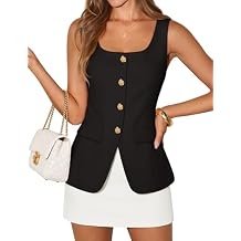ZESICA 2026 Summer Casual Sleeveless Suit Vest for Women Square Neck Button Down Work Business Blazer Vests Waistcoat