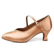 HROYL Latin Dance Shoes Women Tango Salsa Wedding Party Close Toe Ballroom Dance Pump,Model-KCBD1009
