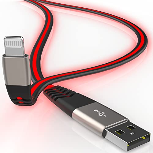 [Apple MFi Certified iPhone Charger, Led Breathing Light Lightning Cable Fast Charging Cord Compatible iPhone 14 Pro Max131211 Pro MaxMiniXS MAXXRXSX87Plus iPad AirPods 6ft,Red