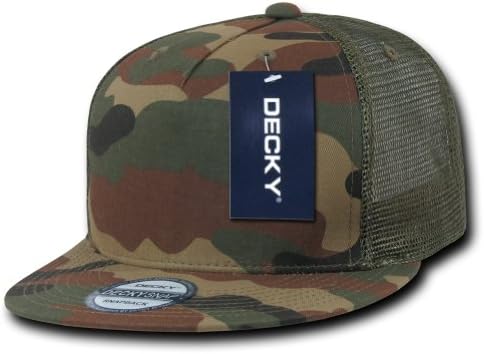 DECKY 5 Panel Flat Bill Trucker Cap Hats