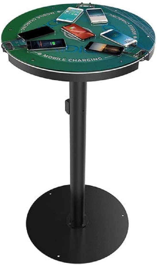 pagertec Cocktail Cell Phone Charging Table for Casinos, Cafes, Restaurants, Hospitals, Resorts, Night Clubs and Movie Theaters, Free Standing, All Type Charging Cables & Wireless Charger