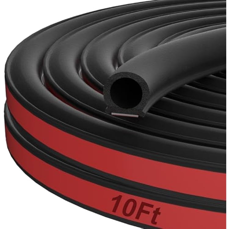 alophoty 10 Ft Rubber Weather Stripping Door Seal, D Shaped Automotive Weather Stripping, Car Door Seal Strip, Self Adhesive Soundproofing Weatherstripping for Doors Windows Car Truck Auto RV