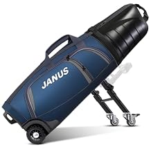 JANUS Golf Travel Bag Hard Case with Foldable Support Legs, Hands-Free Golf Club Travel Bag with 360 Spinner Wheels, ABS Hard Shell, Foldable Design for Airline Travel
