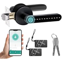 MINIA Fingerprint Door Knob, Smart Door Lock, Smart Door Knob with Handle, Keyless Entry Door Lock, Fingerprint Door Handle for Bedroom,Office, Apartment, Biometric Door Knob, Thumbprint Door Knob