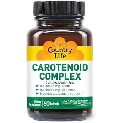 Country Life Carotenoid Complex with Lutein, Lycopene and Astaxanthin, 60 Softgels, Antioxidant Support