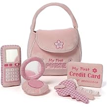 Baby GUND Play Soft Collection, My First Purse 5-Piece Plush Playset with Rattle, Mirror and Crinkle Plush Toys, Sensory Toy for Babies and Newborns, 8