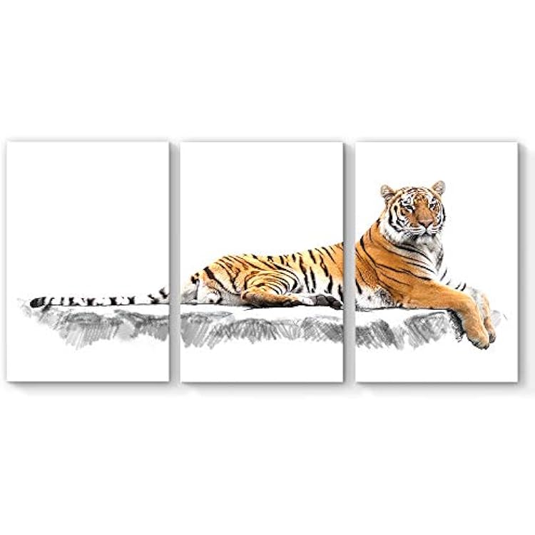 SIGNFORD Canvas Wall Art Tiger Canvas Painting Wall Poster Decor for Living Room Framed Home Decorations - 24x36 x 3 Panels
