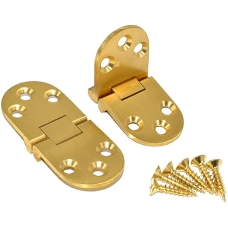 dophee 2Pcs Round Edge 180 Degrees Solid Brass Butler Tray Hinge for Folding Tables Furniture Table Sewing Machine with Screws, 70x30x2mm