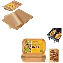 Katbite Unbleached Parchment Paper Baking Sheets, 120Pcs 12x16 Inch & Katbite 100PCS Air Fryer Liners Disposable, 8x5.5''