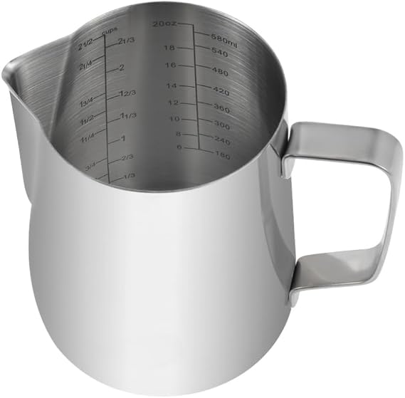 Kichwit Stainless Steel Measuring Cup, 20oz / 600ml / 2.4 Cups | Metal Measuring Cup with Handle