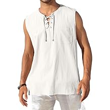 KUYIGO Men's Fashion Beach Sleeveless Shirts Hippie Tank Top Linen Viking Tunic for Summer