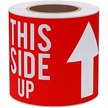 Hybsk 3x5 Inch This Side Up Warning Stickers for Shipping and Packing Total 100 Per Roll