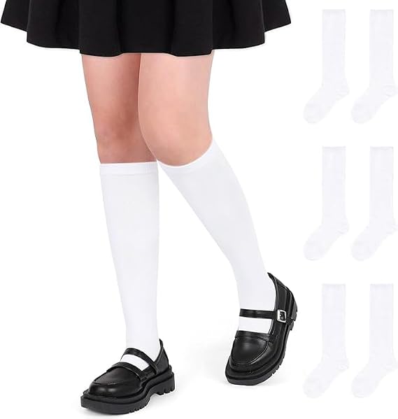 ENBAOHUI 3 Packs Kids Girl Knee High Socks Knit School Uniform Seamless Toe Dress Socks3-11T