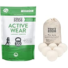Molly's Suds Activewear Laundry Detergent (120 Loads) & XL Wool Dryer Balls (White) Bundle