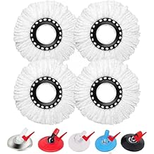4 Pack Spin Mop Replacement Head for 360 Spin Mop System, Standard Size Round Shape Mop Head Replacement,Spin Mop Refills Replacement Head Microfiber, Machine Washable and Easy Cleaning