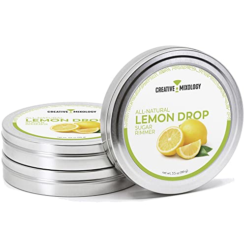 The Spice Lab Zesty Lemon Drop Sugar Glass Cocktail Rimmer for Martinis & Margaritas - 3 Pack - Great Lemon Sugar Drink Rimmer- Gluten Free Non-GMO No MSG All Natural Brand - Rim Sugar for Cocktails