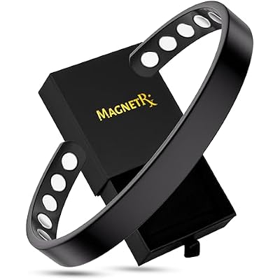MagnetRX Magnetic Bracelets for Men & Women - Elegant Bangle Mens Cuff - GolfTennis Elbow & Balance, Stainless Steel Magnetic Bracelets for Women Black | Medium