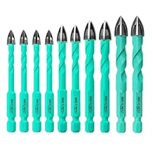 Masonry Drill Bit Set - 10PCS 6/8/10/12mm Carbide Tip Concrete Drill Bit Set with Hex Shank for Tile, Brick, Ceramic, Wood, Plastic, Multi-Material Concrete Drill Bits