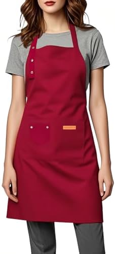 Kitchen Cooking Apron for Women Men Water-Resistant Artist Barista Baking Craft Catering Work Bib with Large Pockets