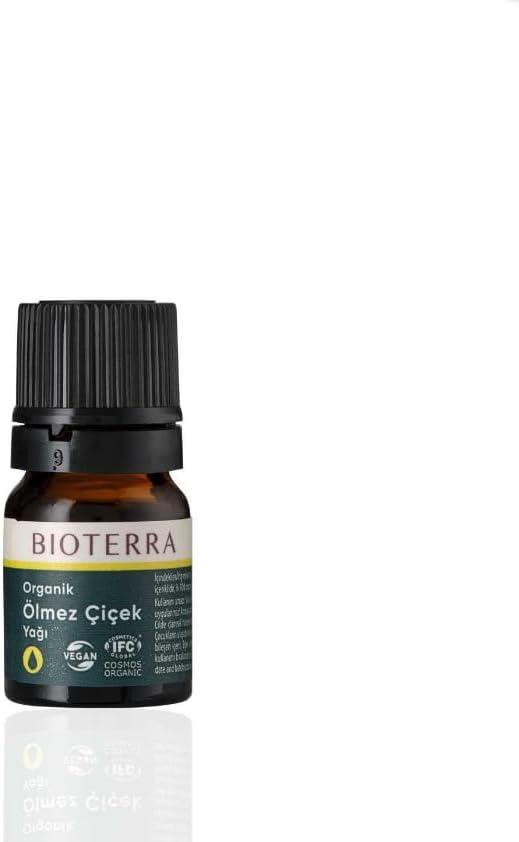 Bioterra Organik Ölmez Çiçek Uçucu Yağı (Helichrysum Italicum) – Buhar Distilasyonu, Antioksidan & Anti-Aging Etkili, Seyreltilerek Kullanım, 100% Saf, Bosna Menşeli
