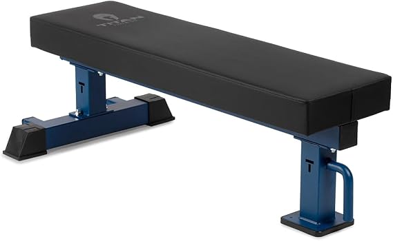 Titan Fitness TITAN Series Single Post Flat Bench, Rated 1,200 LB, 4 Thick HeftyGrip Vinyl Pad, Dedicated Home Gym Competition Weightlifting & Strength Training Utility Bench