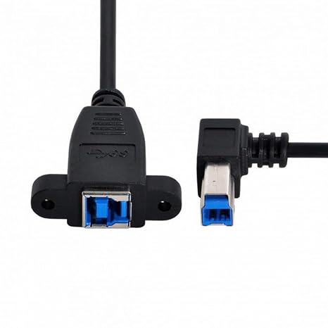 CY Cable USB 3.0 Back Panel Mount B Type Female to Right Angled 90 Degree B Type Male Extension 0.5m